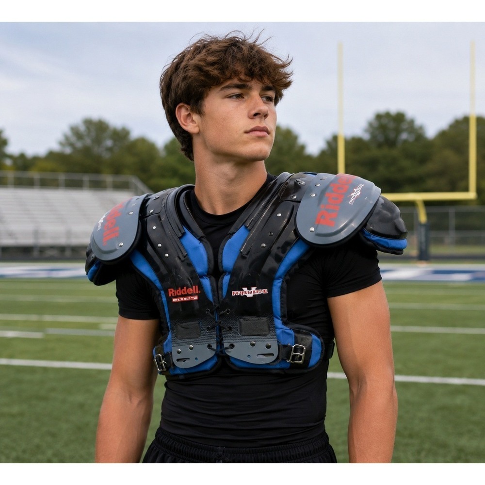 Riddell Rip-It Football Shoulder Pads Blue Black Youth Adult Protective Gear